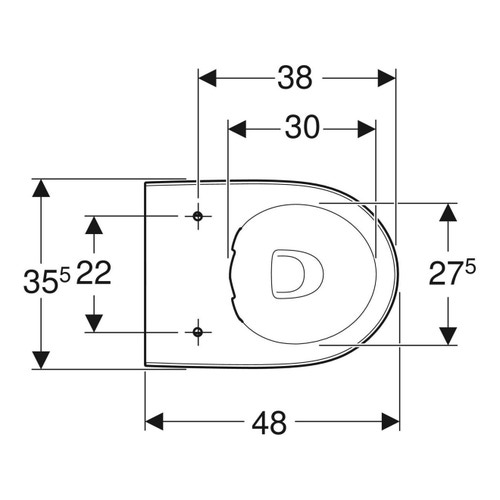 Immagine di Geberit SELNOVA COMPACT vaso a pavimento a cacciata a filo parete, fissaggio nascosto e profondità ridotta, senza brida e senza sedile, colore bianco finitura lucido 500.394.01.7