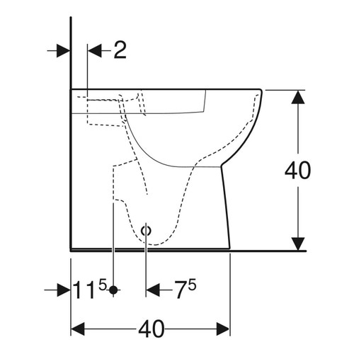 Immagine di Geberit SELNOVA COMPACT vaso a pavimento a cacciata a filo parete, fissaggio nascosto e profondità ridotta, senza brida e senza sedile, colore bianco finitura lucido 500.394.01.7