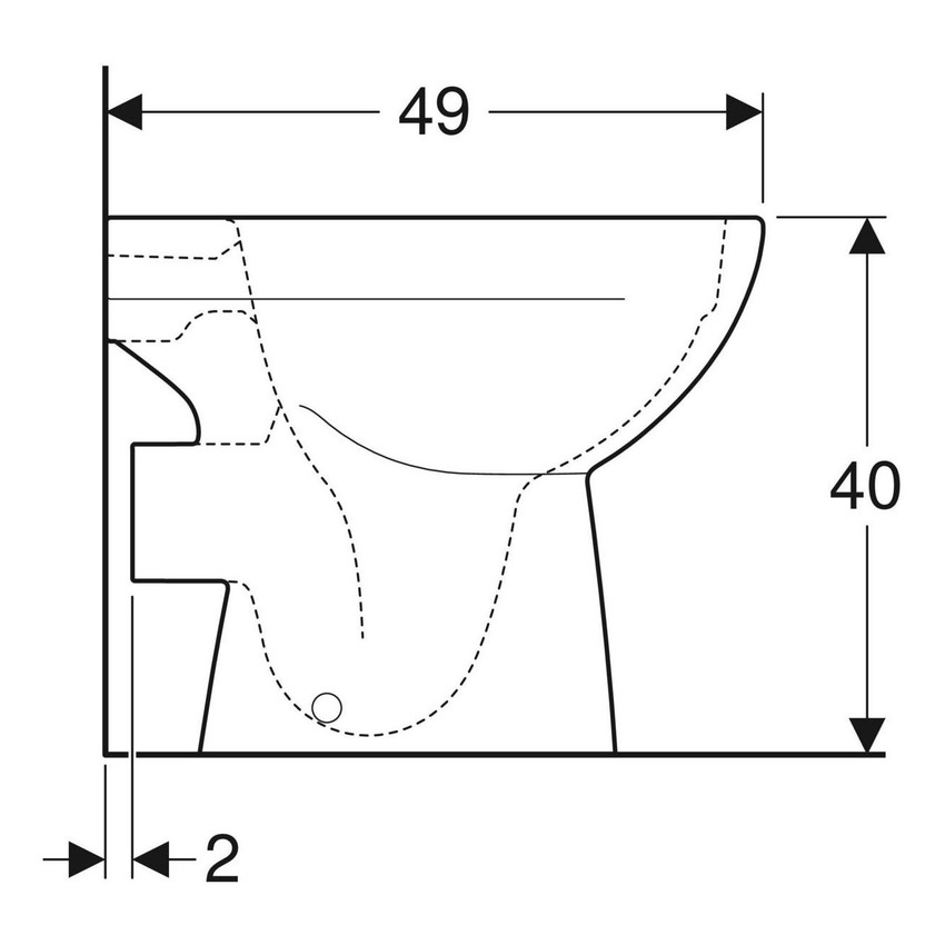 Immagine di Geberit SELNOVA COMPACT vaso a pavimento a cacciata, fissaggio nascosto, senza brida e senza sedile, colore bianco finitura lucido 500.480.01.7