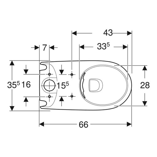 Immagine di Geberit SELNOVA vaso a pavimento a cacciata, per cassetta di risciacquo esterno monoblocco, senza sedile, fissaggio nascosto, senza brida, colore bianco finitura lucido 500.488.01.7