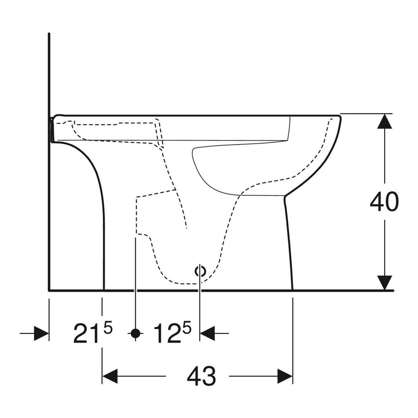 Immagine di Geberit SELNOVA vaso a pavimento a cacciata, per cassetta di risciacquo esterno monoblocco, senza sedile, fissaggio nascosto, senza brida, colore bianco finitura lucido 500.488.01.7
