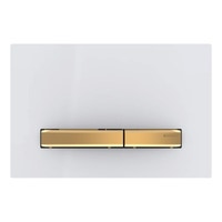 Immagine di Geberit SIGMA50 placca di comando per risciacquo a 2 quantità, piastra base e tasti finitura otttone, placca di copertura colore bianco 115.672.11.2