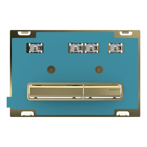 Immagine di Geberit SIGMA50 placca di comando per risciacquo a 2 quantità, piastra base e tasti finitura otttone, placca di copertura personalizzabile 115.672.00.2
