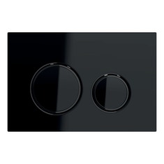 Immagine di Geberit SIGMA50 placca di comando per risciacquo a 2 quantità, piastra base e anelli di design colore nero finitura cromo, placca di copertura e tasti colore nero 115.651.SJ.1