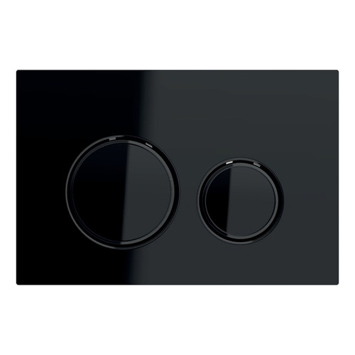 Immagine di Geberit SIGMA50 placca di comando per risciacquo a 2 quantità, piastra base e anelli di design colore nero finitura cromo, placca di copertura e tasti colore nero 115.651.SJ.1