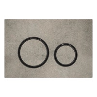 Immagine di Geberit SIGMA50 placca di comando per risciacquo a 2 quantità, piastra base e anelli di design colore nero finitura cromo, placca di copertura e tasti finitura cemento 115.651.JV.1