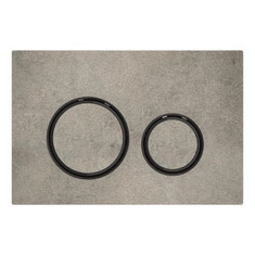 Immagine di Geberit SIGMA50 placca di comando per risciacquo a 2 quantità, piastra base e anelli di design colore nero finitura cromo, placca di copertura e tasti finitura cemento 115.651.JV.1
