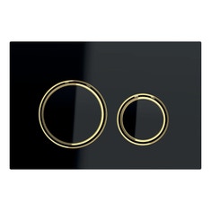 Immagine di Geberit SIGMA50 placca di comando per risciacquo a 2 quantità, piastra base e anelli di design finitura ottone, placca di copertura e tasti colore nero 115.652.SJ.1