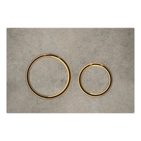 Immagine di Geberit SIGMA50 placca di comando per risciacquo a 2 quantità, piastra base e anelli di design finitura ottone, placca di copertura e tasti finitura cemento 115.652.JV.1
