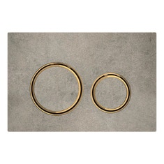 Immagine di Geberit SIGMA50 placca di comando per risciacquo a 2 quantità, piastra base e anelli di design finitura ottone, placca di copertura e tasti finitura cemento 115.652.JV.1