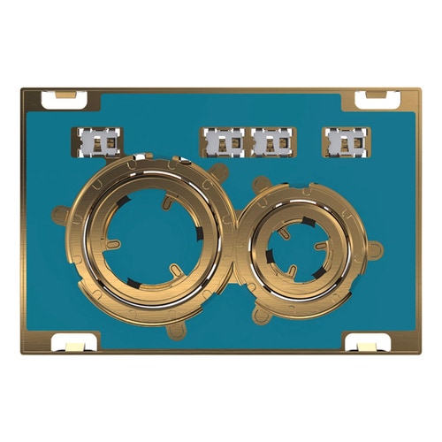 Immagine di Geberit SIGMA50 placca di comando per risciacquo a 2 quantità, piastra base e anelli di design finitura ottone, placca di copertura e tasti personalizzabili 115.652.00.1