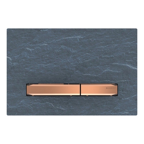 Immagine di Geberit SIGMA50 placca di comando per risciacquo a 2 quantità, piastra base e tasti finitura oro rosso, placca di copertura finitura ardesia mustang 115.670.JM.2
