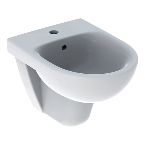 Immagine di Geberit SELNOVA COMPACT bidet sospeso, con foro rubinetteria e troppopieno, compatto, colore bianco finitura lucido 500.368.01.7