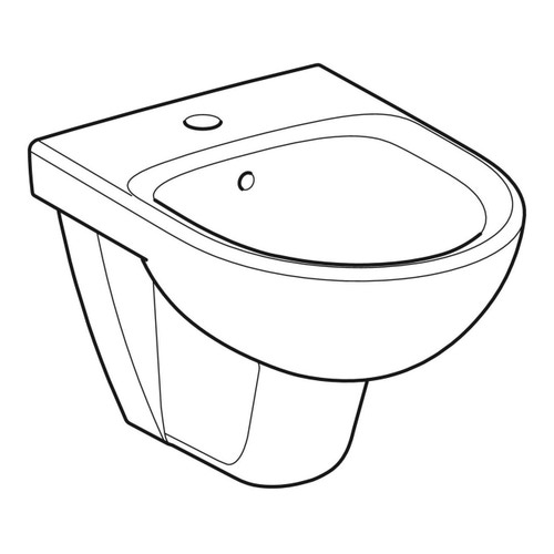 Immagine di Geberit SELNOVA COMPACT bidet sospeso, con foro rubinetteria e troppopieno, compatto, colore bianco finitura lucido 500.368.01.7