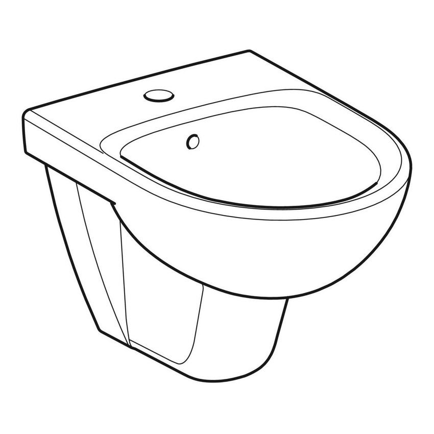 Immagine di Geberit SELNOVA COMPACT bidet sospeso, con foro rubinetteria e troppopieno, compatto, colore bianco finitura lucido 500.368.01.7