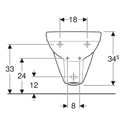 Immagine di Geberit SELNOVA COMPACT bidet sospeso, con foro rubinetteria e troppopieno, compatto, colore bianco finitura lucido 500.368.01.7