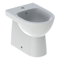 Immagine di Geberit SELNOVA COMPACT bidet a pavimento, a filo parete, con foro rubinetteria e troppopieno, con fissaggi nascosti, compatto, colore bianco finitura lucido 500.482.01.7