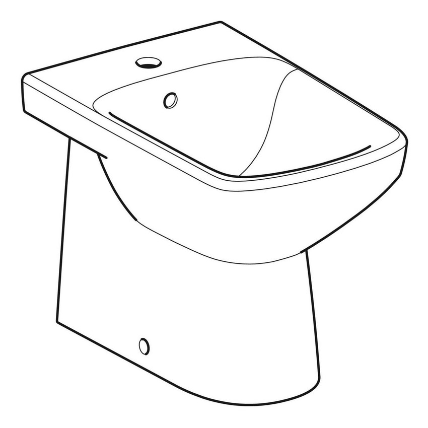 Immagine di Geberit SELNOVA SQUARE bidet a pavimento, a filo parete, con foro rubinetteria e troppopieno, con fissaggi nascosti, colore bianco finitura lucido 500.483.01.1