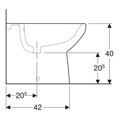 Immagine di Geberit SELNOVA SQUARE bidet a pavimento, a filo parete, con foro rubinetteria e troppopieno, con fissaggi nascosti, colore bianco finitura lucido 500.483.01.1