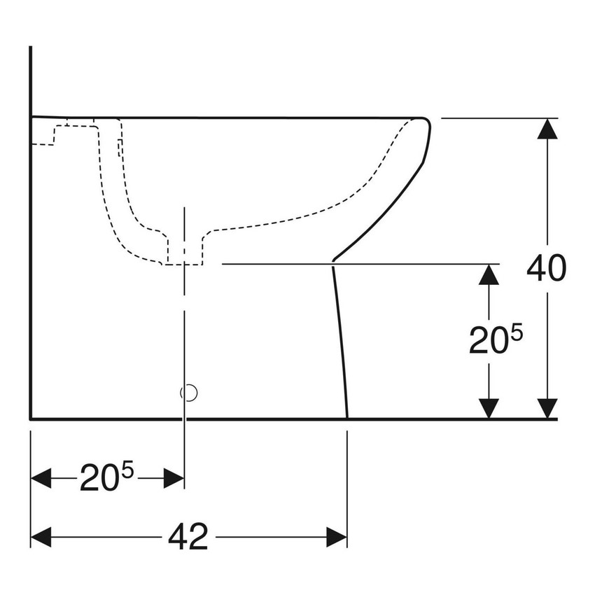 Immagine di Geberit SELNOVA SQUARE bidet a pavimento, a filo parete, con foro rubinetteria e troppopieno, con fissaggi nascosti, colore bianco finitura lucido 500.483.01.1