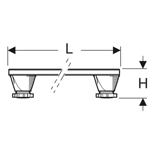 Immagine di Geberit Set piedini Geberit L.62.5 P.7.3 H.9.2-21 cm, e traverse di fissaggio per piatto doccia in resin stone, a partire da 140 cm 554.956.00.2
