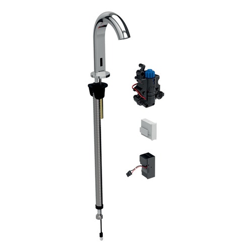 Immagine di Geberit PIAVE rubinetteria per lavabo montaggio a pianale con funzionamento a rete per scatola funzionale da incasso, con miscelatore termostatico, finitura cromo lucido 116.187.21.1