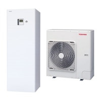 Immagine di Toshiba ESTIA R32 Sistema composto da pompa di calore Inverter 11 kW con unità idronica All-In-One 220 litri, bizona con resistenza elettrica ausiliaria da 3 kW HWT-1101HW-E+HWT-1101F21MM3W-E