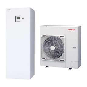 Immagine di Toshiba ESTIA R32 Sistema composto da pompa di calore Inverter 11 kW con unità idronica All-In-One 220 litri, monozona con resistenza elettrica ausiliaria da 3 kW HWT-1101HW-E+HWT-1101F21SM3W-E