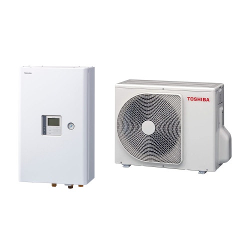 Immagine di Toshiba ESTIA R32 Sistema composto da pompa di calore Inverter 4 kW con unità idronica a parete con resistenza elettrica ausiliaria da 6 kW trifase HWT-401HW-E+HWT-601XWHT6W-E