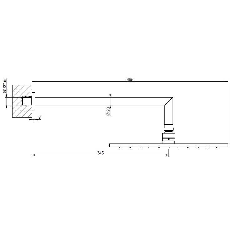 Immagine di Gessi EMPORIO SHOWER soffione quadrato 30cm anticalcare per doccia, a parete orientabile, finitura nero opaco 47364#299