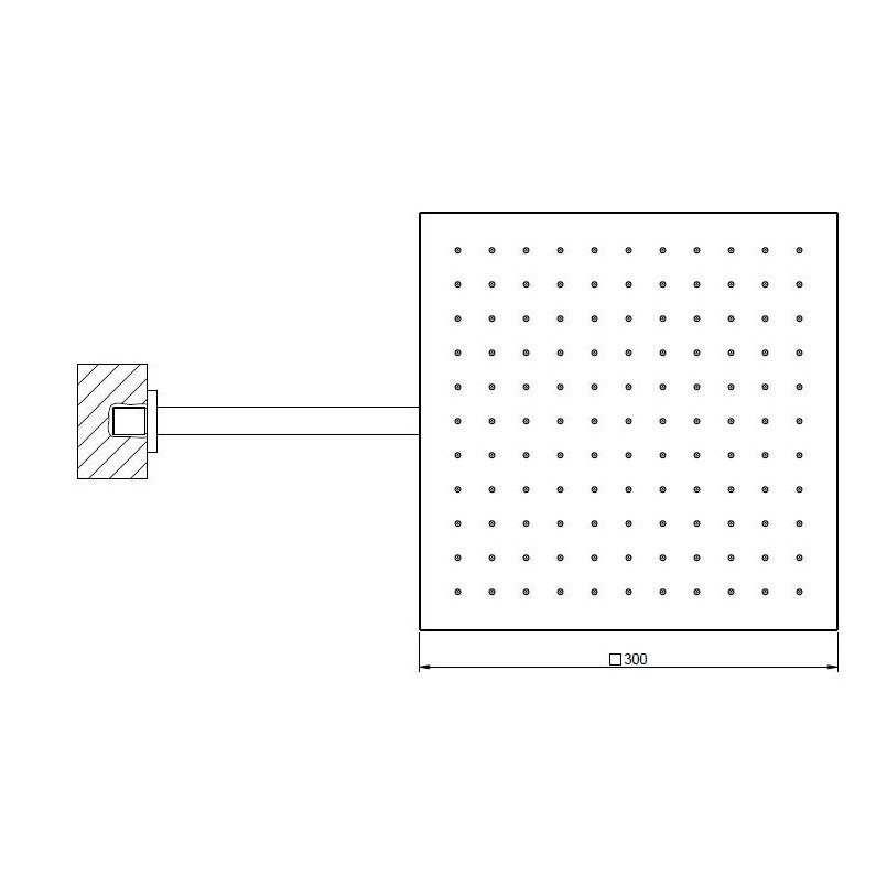 Immagine di Gessi EMPORIO SHOWER soffione quadrato 30cm anticalcare per doccia, a parete orientabile, finitura nero opaco 47364#299