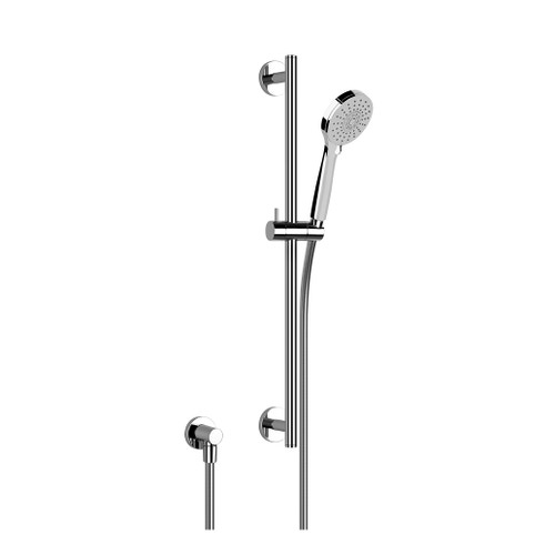 Immagine di Gessi EMPORIO SHOWER asta saliscendi con presa acqua, doccetta anticalcare tre getti e flessibile 150 cm, finitura cromo 47310#031