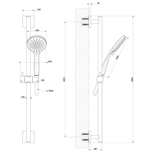 Immagine di Gessi EMPORIO SHOWER asta saliscendi con doccetta anticalcare tre getti e flessibile 150 cm, finitura cromo 47318#031