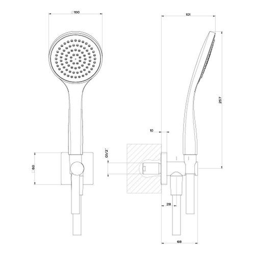 Immagine di Gessi EMPORIO SHOWER set doccia con presa acqua, doccetta anticalcare e flessibile 150 cm, finitura cromo 47323#031