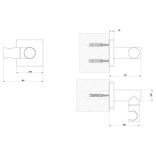 Immagine di Gessi EMPORIO SHOWER supporto duplex orientabile per doccetta, finitura cromo 47360#031