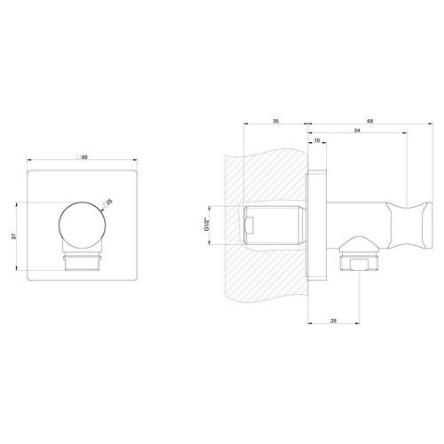 Immagine di Gessi EMPORIO SHOWER presa acqua con supporto doccetta, finitura cromo 47361#031