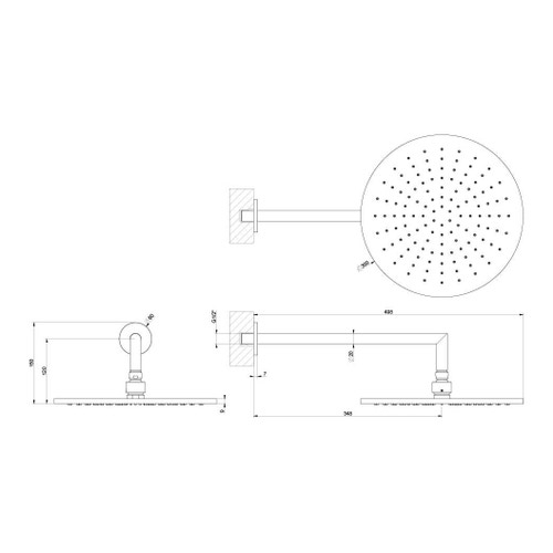 Immagine di Gessi EMPORIO SHOWER soffione anticalcare doccia a parete orientabile, finitura finox 47372#149
