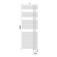 Immagine di Irsap FUNKY ELETTRICO scaldasalviette con collettore lato destro, 27 tubi, 3 intervalli, H.142,3 L.50 P.6,2 cm, colore grigio manhattan finitura lucido FLL050E03IR01NNN01