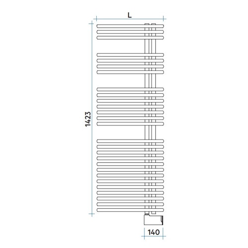 Immagine di Irsap FUNKY ELETTRICO scaldasalviette con collettore lato destro, 27 tubi, 3 intervalli, H.142,3 L.50 P.6,2 cm, colore grigio manhattan finitura lucido FLL050E03IR01NNN01