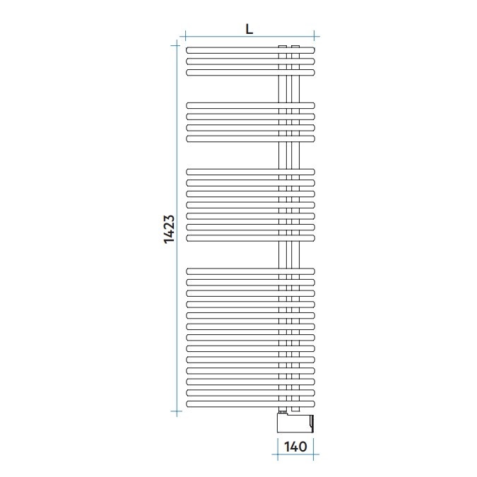 Immagine di Irsap FUNKY ELETTRICO scaldasalviette con collettore lato destro, 27 tubi, 3 intervalli, H.142,3 L.50 P.6,2 cm, colore grigio manhattan finitura lucido FLL050E03IR01NNN01