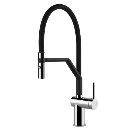 Immagine di Gessi INEDITO semi-pro miscelatore monocomando girevole, con doccetta doppio getto, per lavello, finitura cromo 60429#031