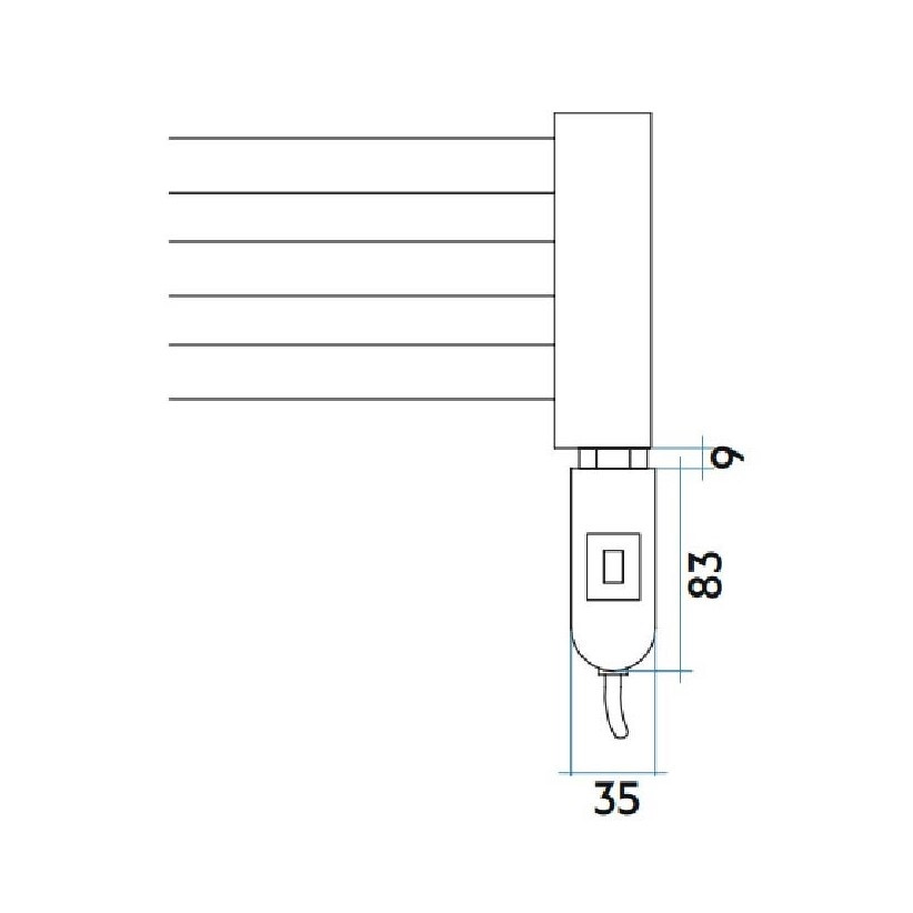 Irsap 1808 con interruttore ON/OFF NOVO ELETTRICO scaldasalviette, 44 tubi,  3 intervalli, H.180,8 L.50 P.3 cm, con interruttore ON/OFF, colore bianco -  NOG050I01IR01NNN01