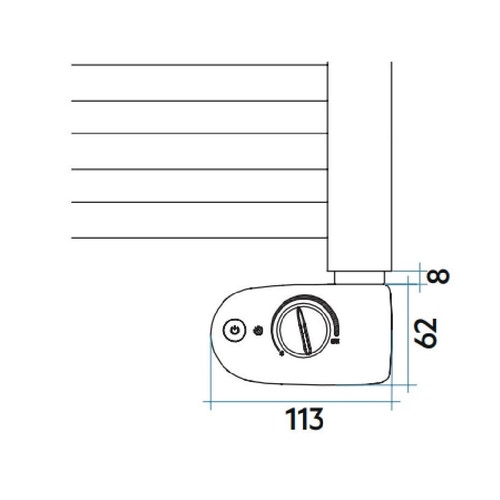 Immagine di Irsap ARES ELETTRICO scaldasalviette, 15 tubi, 2 intervalli, H.81,8 L.58 P.3 cm, con regolatore per il controllo della temperatura, colore bianco standard finitura lucido Cod.01 EIS058K01IR01NNN01