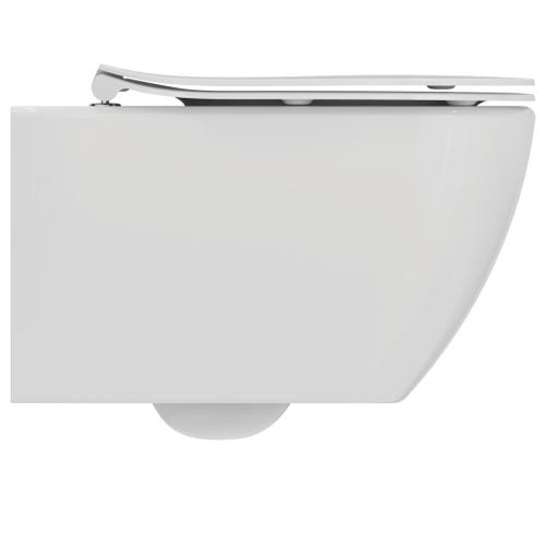 Ideal Standard TESI set sanitari sospesi, vaso AquaBlade® con sedile slim  senza chiusura rallentata, bidet monoforo con troppopieno, colore bianco  finitura lucido T354701-T457001