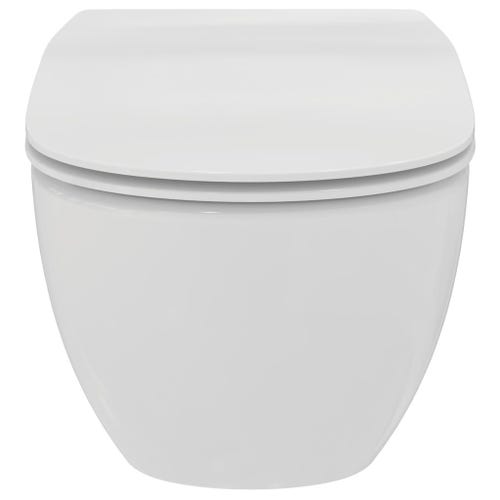 Immagine di Ideal Standard TESI set sanitari sospesi, vaso AquaBlade® con sedile slim a chiusura rallentata, bidet monoforo con troppopieno, colore bianco finitura lucido T354601-T457001