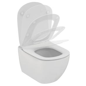 Immagine di Ideal Standard TESI vaso sospeso AquaBlade® con sedile slim con chiusura rallentata e sgancio rapido, colore bianco seta finitura opaco T3546V1