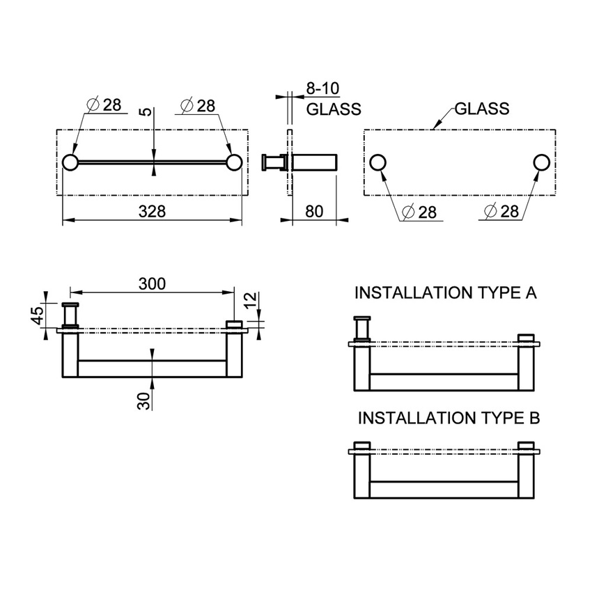 Immagine di Gessi 316 ACCESSORIES maniglia e portasalvietta L.30 cm, installazione su vetro, finitura steel brushed 54921#239