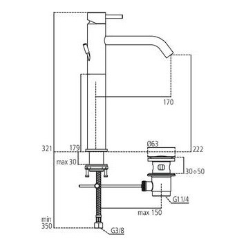 Immagine di Ideal Standard MARA miscelatore monocomando lavabo per appoggio su piano, con asta di comando scarico e piletta, tubi flessibili, finitura cromo A9036AA