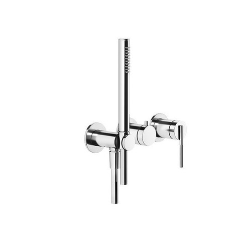 Immagine di Gessi INGRANAGGIO miscelatore doccia, a parete, 2 uscite, con deviatore, presa acqua e supporto doccia, senza corpo incasso, finitura cromo 63545#031