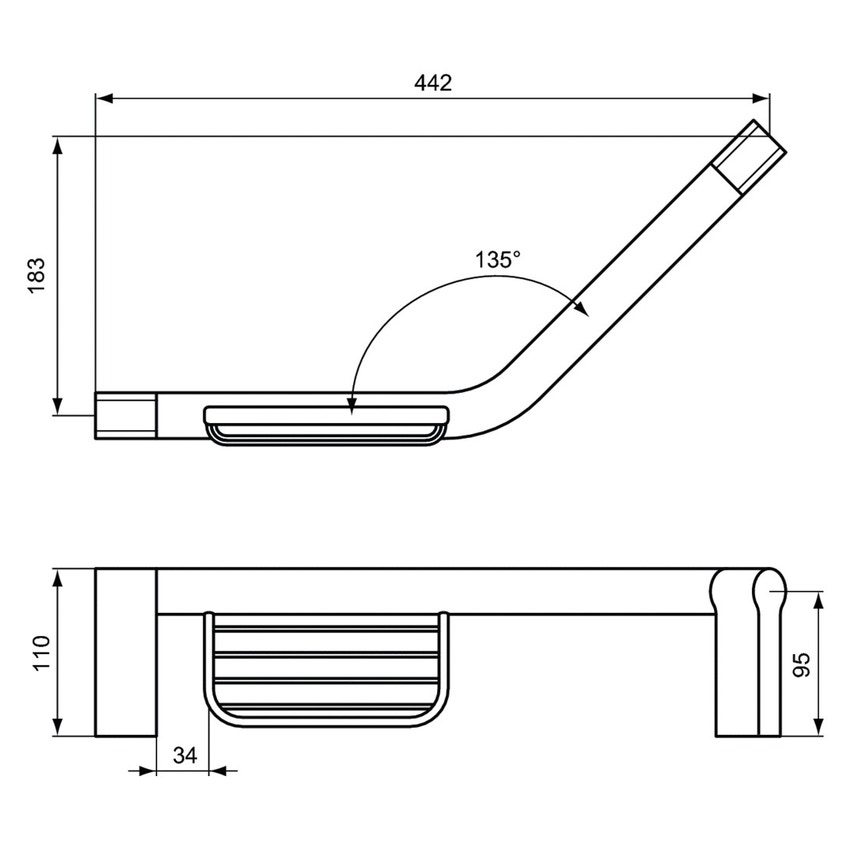 Immagine di Ideal Standard CONNECT maniglia per vasca da bagno con porta sapone, finitura cromo A9160AA